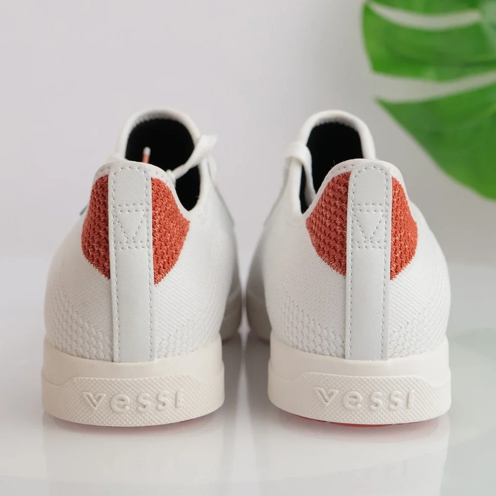 Vessi Womens Weekend Sneakers Size 9 Waterproof White Red Lace Up Comfort Shoes